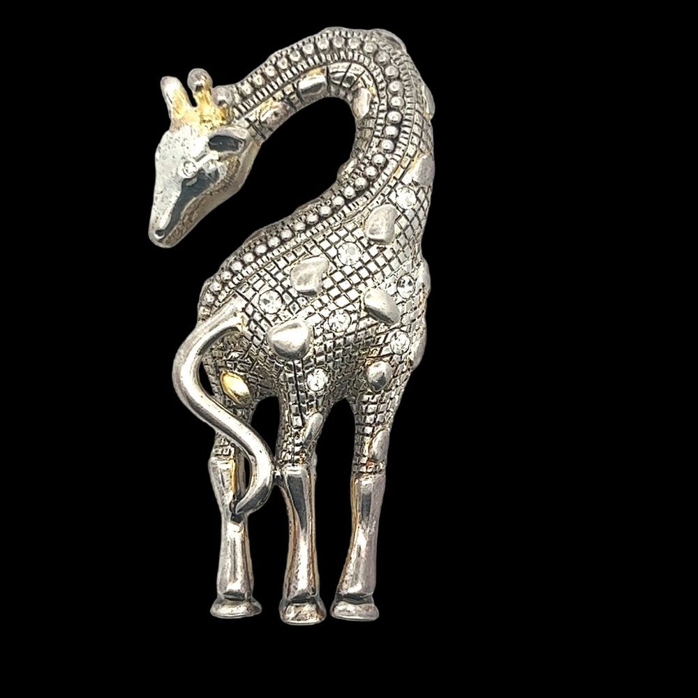 Silver and Gold Giraffe Brooch - Women's Animal Jewelry